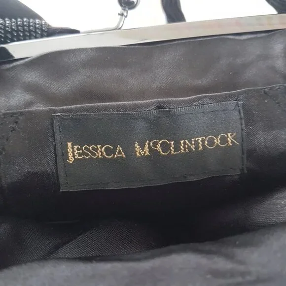 Jessica McClintock Black Beaded Evening Bag with Kiss Lock - Picture 8 of 10